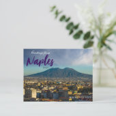 Carte Postale Salutations de Naples Italie Mont Vésuve (Debout devant)