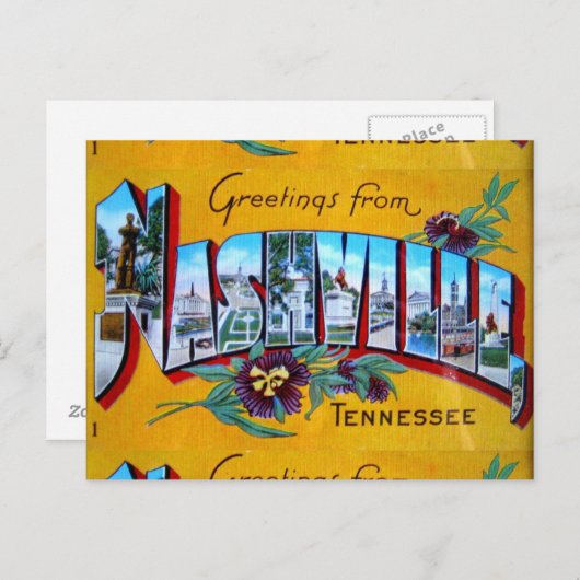 Carte Postale Salutations de Nashville (Devant / Derrière)