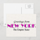 Carte Postale Salutations de New York (Devant / Derrière)