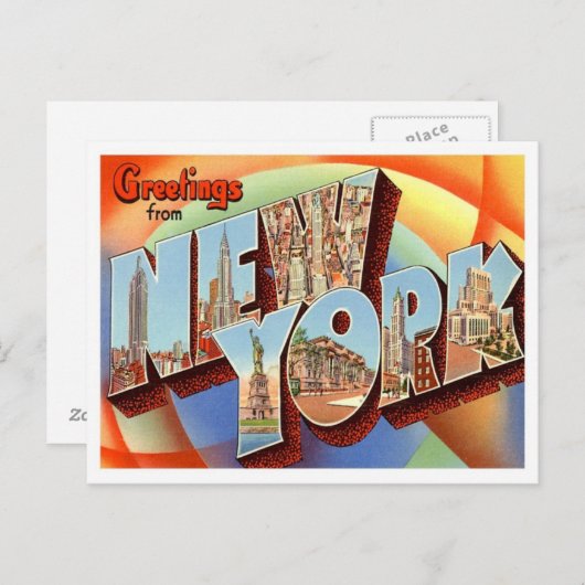 Carte Postale Salutations De New York (Devant / Derrière)