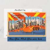 Carte Postale Salutations de New York City (Devant / Derrière)