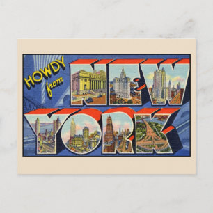 Carte Postale Salutations de New York Grande Lettre Vintage