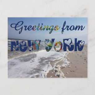 Carte Postale Salutations de New York State Flag Hearts USA