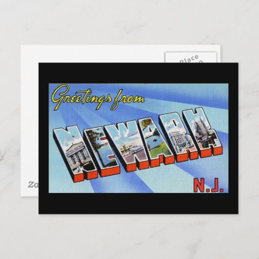 Carte Postale Salutations de Newark New Jersey (Devant / Derrière)