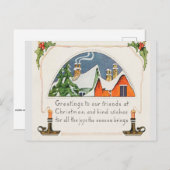 Carte Postale Salutations de Noël à nos amis (Devant / Derrière)