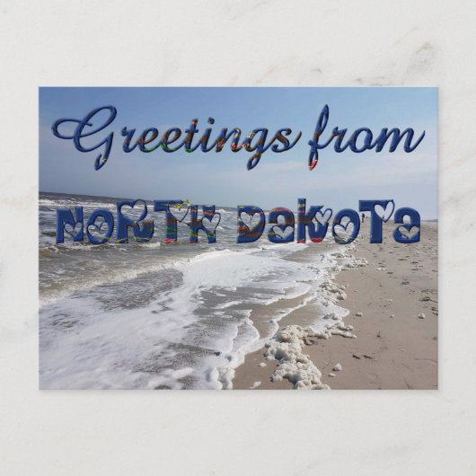 Carte Postale Salutations de North Dakota State Flag Hearts USA (Devant)