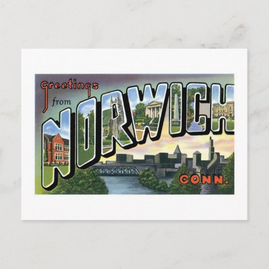 Carte Postale Salutations de Norwich, Connecticut ! (Devant)