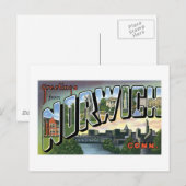 Carte Postale Salutations de Norwich, Connecticut (Devant / Derrière)