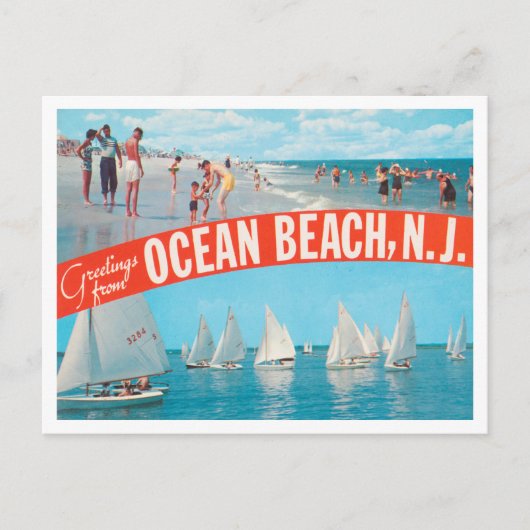 Carte Postale Salutations de Ocean Beach, New Jersey Travel (Devant)