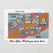 Carte Postale Salutations de Ocean City, Maryland (Devant / Derrière)