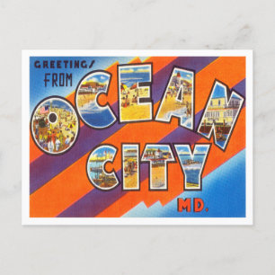 Carte Postale Salutations de Ocean City, Vintage voyage du Maryl