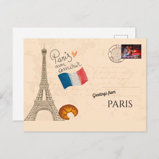 Carte Postale Salutations de Paris (Devant / Derrière)
