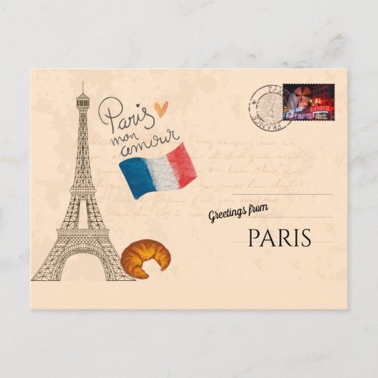 Carte Postale Salutations de Paris (Devant)
