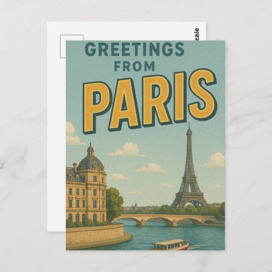 Carte Postale Salutations de Paris (Devant / Derrière)
