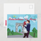 CARTE POSTALE SALUTATIONS DE PARIS FRANÇAIS (Devant / Derrière)