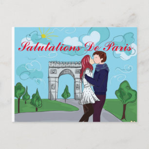 CARTE POSTALE SALUTATIONS DE PARIS FRANÇAIS