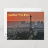 Carte Postale Salutations De Paris Tour Eiffel Art Européen (Devant / Derrière)