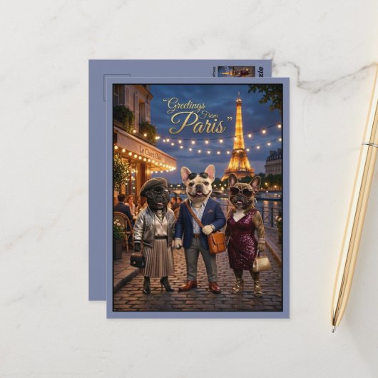 Carte Postale Salutations de Paris Travel (Devant/Arrière en situation)