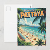 Carte Postale Salutations de Pattaya Beach Thaïlande Travel (Devant / Derrière)
