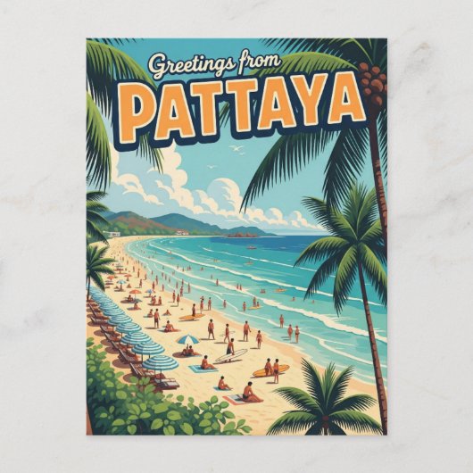 Carte Postale Salutations de Pattaya Beach Thaïlande Travel (Devant)