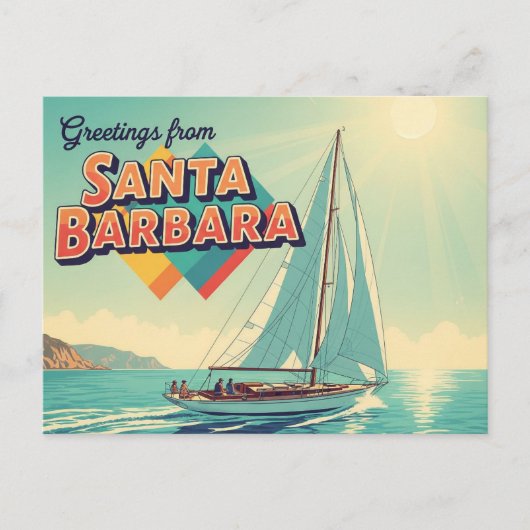 Carte Postale Salutations de Père Noël Barbara California (Devant)