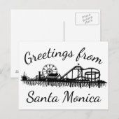 Carte Postale Salutations de Père Noël Monica California CA Pier (Devant / Derrière)