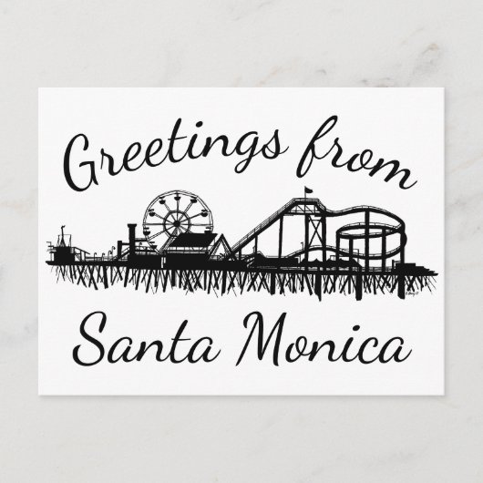 Carte Postale Salutations de Père Noël Monica California CA Pier (Devant)
