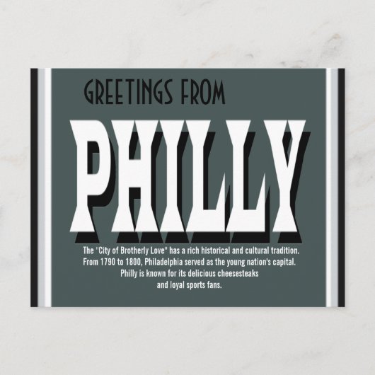 Carte Postale Salutations de Philly Postcard (Devant)