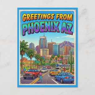 Carte Postale Salutations de Phoenix Arizona Style Rétro Vintage