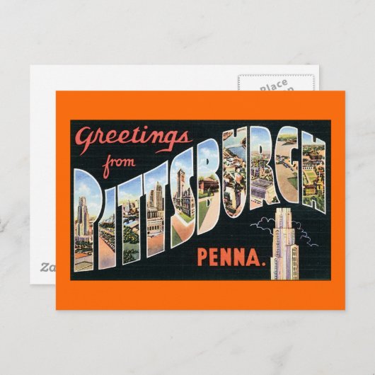 Carte Postale Salutations de Pittsburgh, Pennsylvanie (Devant / Derrière)