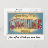 Carte Postale Salutations de Pittsburgh, Pennsylvanie (Devant / Derrière)