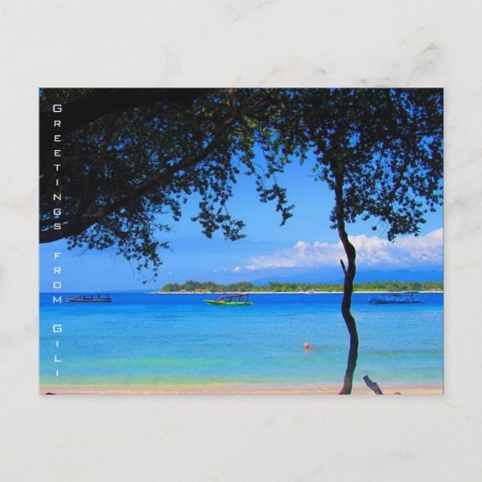 Carte Postale salutations de plage gili (Devant)