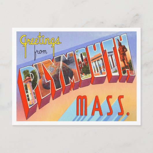 Carte Postale Salutations de Plymouth, Massachusetts Travel (Devant)