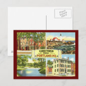 Carte Postale Salutations de Portland, Maine Vintage (Devant / Derrière)