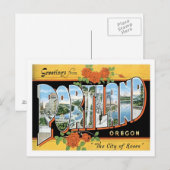Carte Postale Salutations de Portland Oregon US City (Devant / Derrière)