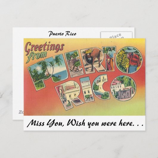 Carte Postale Salutations de Porto Rico (Devant / Derrière)
