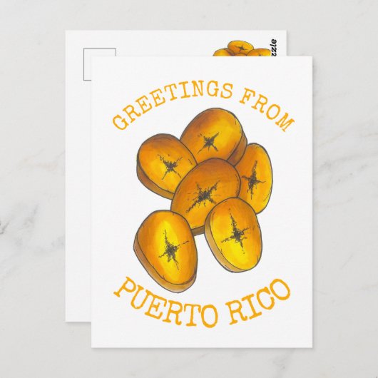 Carte Postale Salutations de Porto Rico Fried Plantains Bananas (Devant / Derrière)