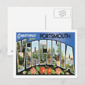 Carte Postale Salutations de Portsmouth Virginia US City (Devant / Derrière)