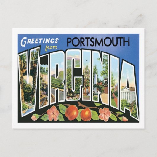 Carte Postale Salutations de Portsmouth Virginia US City (Devant)