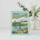 Carte Postale Salutations de Poughkeepsie NY Style Vintage (Debout devant)