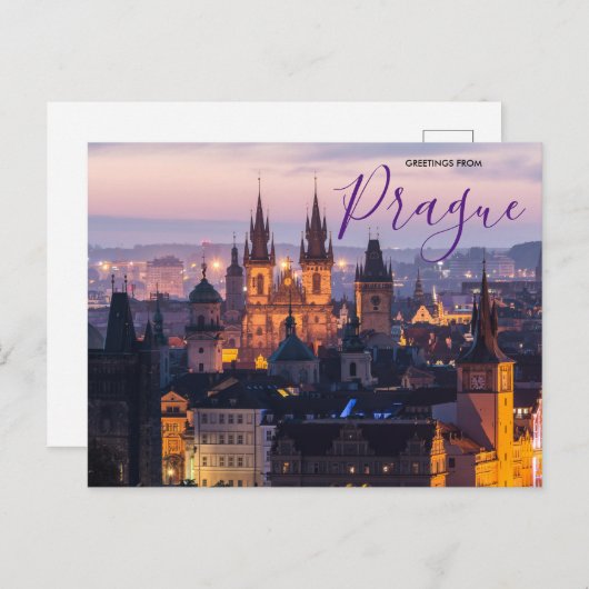 Carte Postale Salutations de Prague Pittoresque Postcard Tchèque (Devant / Derrière)