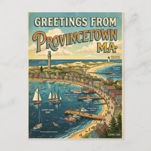 Carte Postale Salutations de Provincetown MA Inspiré de l'ancien