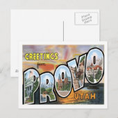 Carte Postale Salutations De Provo Utah Ville Américaine (Devant / Derrière)