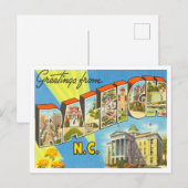Carte Postale Salutations de Raleigh, Caroline du Nord Voyage (Devant / Derrière)