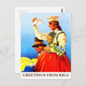 Carte Postale Salutations de Riga, Lettonie (Devant / Derrière)