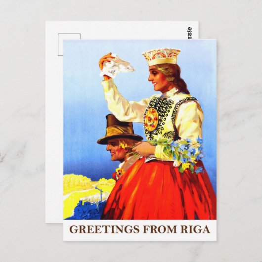 Carte Postale Salutations de Riga, Lettonie (Devant / Derrière)