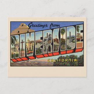 Carte Postale Salutations de Riverside, Californie 1939 Vintage