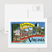 Carte Postale Salutations de Roanoke, Virginie (Devant / Derrière)