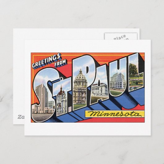 Carte Postale Salutations de Saint Paul, Minnesota (Devant / Derrière)
