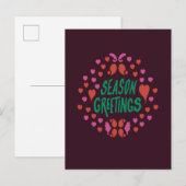 Carte Postale Salutations de saison en écriture verte avec le co (Devant / Derrière)